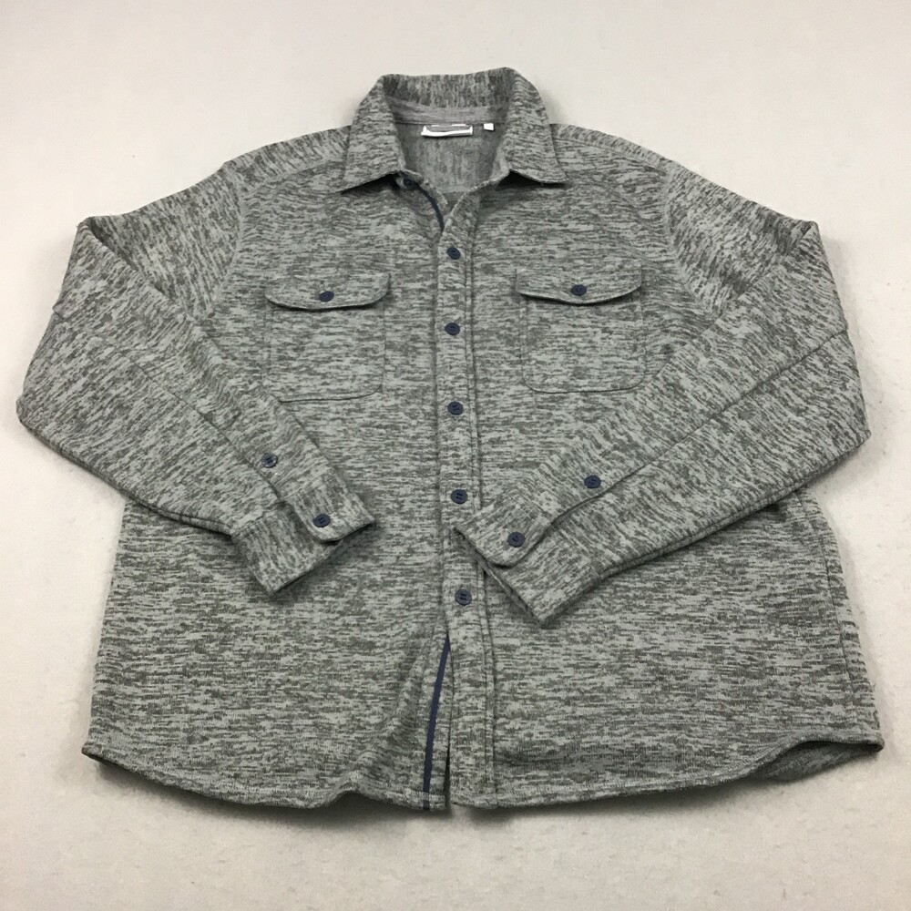 Southern Tide Shirt Jacket Men XL Gray Fleece Shacket Button Up Pockets